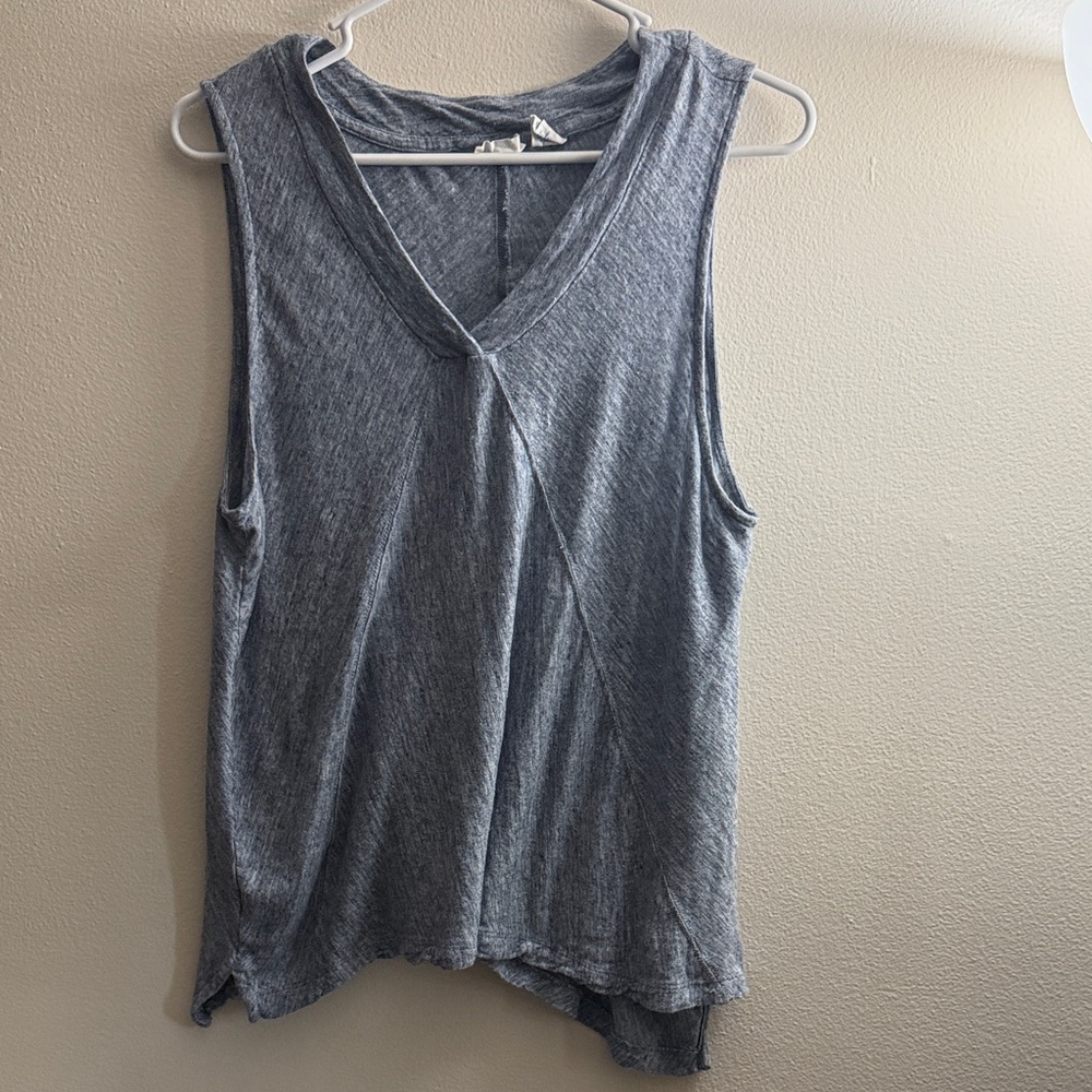 Sigrid Olsen Blue 100% Linen Tank Top